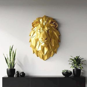 Low Poly Lion Head STL – Wall Art CNC & 3D Print File | Digital Download