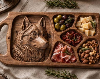 Husky Charcuterie Board STL | CNC Serving Tray File | Husky Shaped Cutting Board Relief | VCarve Aspire Estlcam CNC Router Design