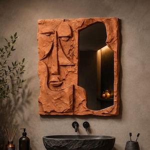 Abstract Organic Mirror Frame STL | Luxury Sculptural Mirror Frame for CNC | Stone, Wood & Marble Wall Decor | 3D Relief File