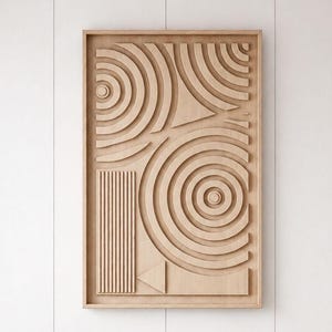 Neutral Geometric Wall Art for CNC Router, Minimalist Modern Woodworking Design, 3D STL File digital download
