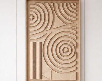 Neutral Geometric Wall Art for CNC Router, Minimalist Modern Woodworking Design, 3D STL File digital download