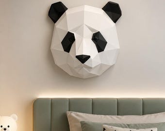 Panda-Kopf (Low-Poly-STL) | Geometrische Tier-Wandkunst | 3D-Druckbare Panda-Dekoration | Moderne Kinderzimmer-Wanddekoration | Polygonale Tierkunst