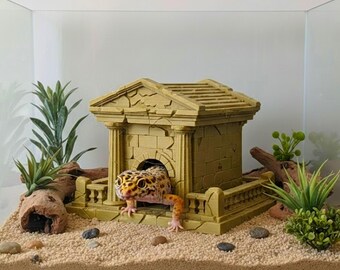 Reptilienversteck aus Steintempel (STL-Datei) – Antike Felsenruinenhöhle mit Balustraden, 3D-druckbare Terrarium-Dekoration
