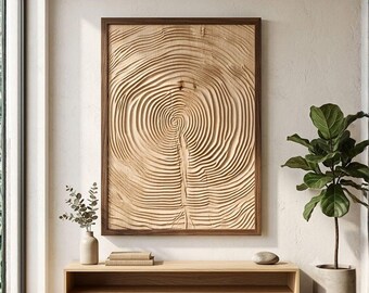 Baumring-Wandbild (STL-Datei) | CNC-Holzschnitzdatei | Biomorphes Wandpaneel | Relief eines Baumstammquerschnitts | Natur-Wanddeko