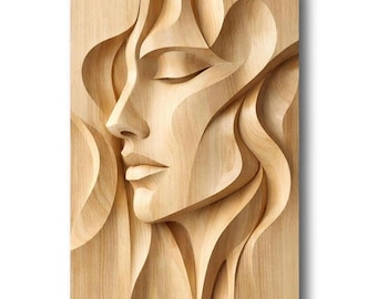 Abstrakte Holzfrontplatte (STL) – Minimalistische CNC-Wandkunst, 3D-Reliefschnitzerei, moderne architektonische Holzdekoration, digitaler Download