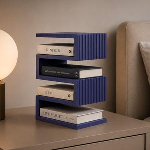 Modern Book Holder STL | Minimal Book Stand for 3D Printing | Geometric Bookshelf Organizer | Instant Download