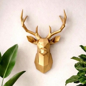 Cabeza de ciervo de baja poli (STL) | Decoración de pared minimalista geométrica imprimible en 3D