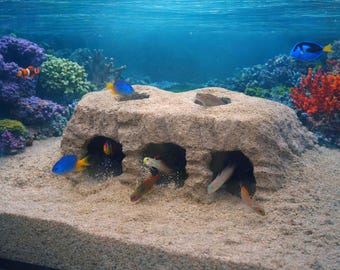 Mehrkammer-Höhlenaquarium-Versteck – STL-Datei für 3D-Druck – Felsunterstand für Fische, Garnelen und Reptilien