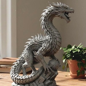 Ancient Dragon STL – Majestic Highly-Detailed Dragon on Rock | 3D Printable Statue