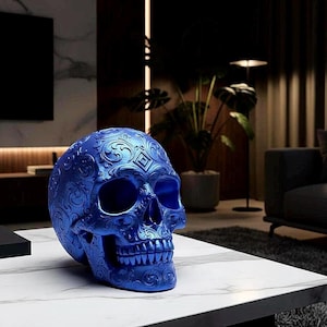 Barokke schedel STL – Sierlijke decoratieve sculptuur, artistiek interieurontwerp, digitale download