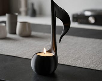 Musiknoten-Teelicht-STL-Datei, moderner Wachshalter (3D-Druck), minimalistische Deko-Datei, einzigartiges Musikgeschenk (STL-Datei), Dekoration für Musikliebhaber, digitaler Download