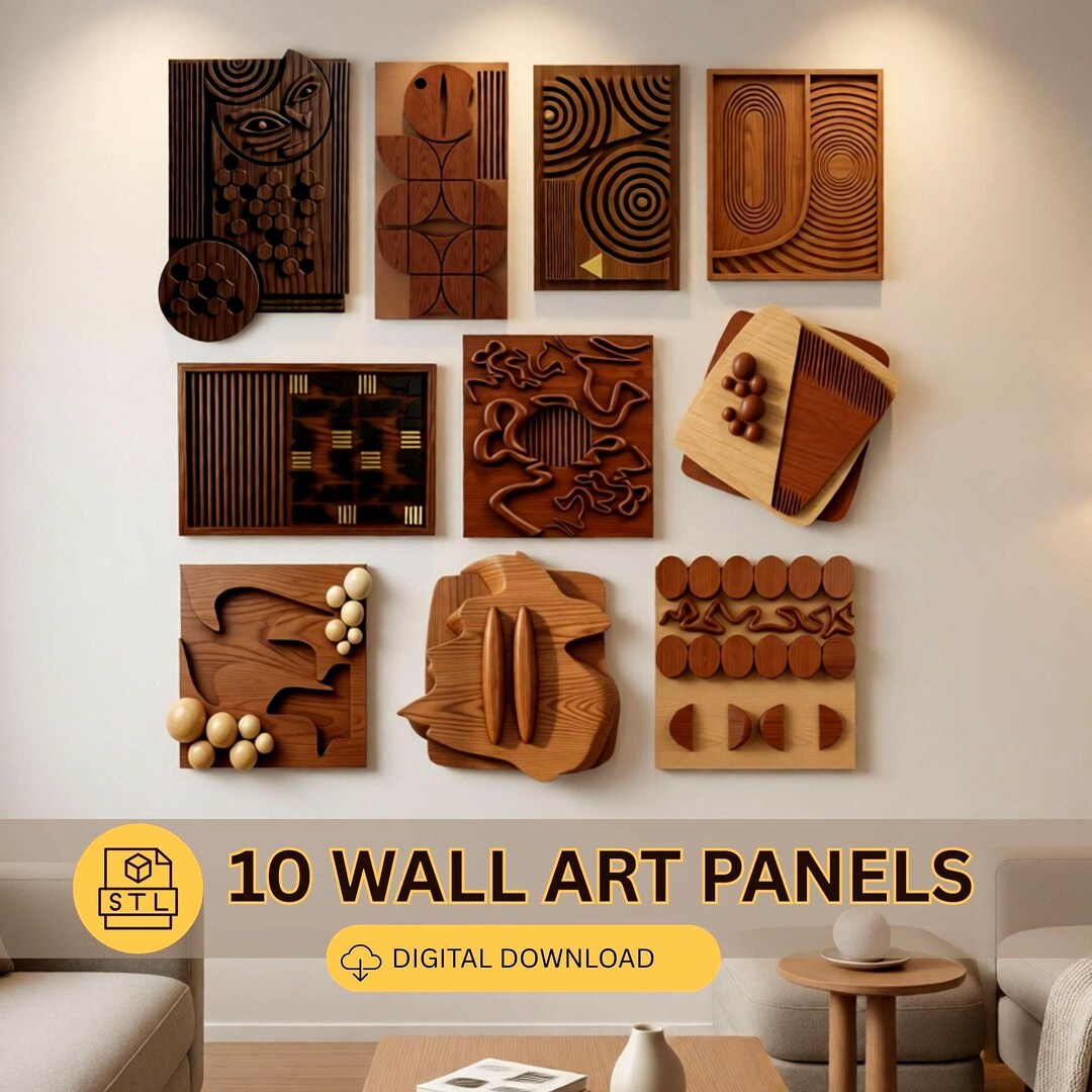 10 Wall Art Panels STL Bundle | 3D Printable Wall Decor Set | Modern ...