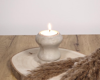 Handmade concrete tealight holder – rustic decoration for the living room, gift, boho & minimalist home accessories