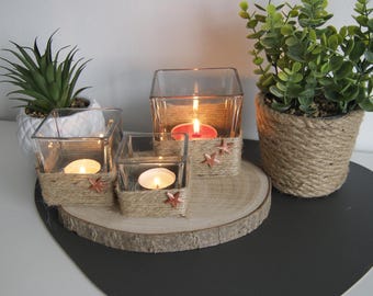 Tealight glasses – Handmade boho table decoration – Scandinavian lanterns, gift for weddings & home | also available as a set