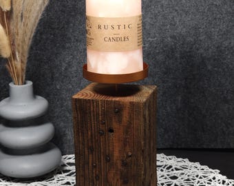 Rustic candle holder made from solid reclaimed beams | Handmade unique piece made from recycled wood | Sustainable decoration – candle not included