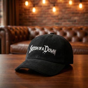 System of a Down Logo Dad Hat | Black Vintage Style Rock Cap