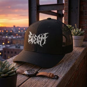 Czapka z haftem Blegh Trucker: Zabawny metalowy snapback