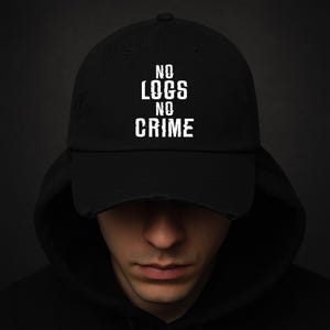 No Logs No Crime Hacker Hat | Cybersecurity Dad Hat | Anonymous Style Cap | Black Techwear Hat | Hacker Streetwear Accessory