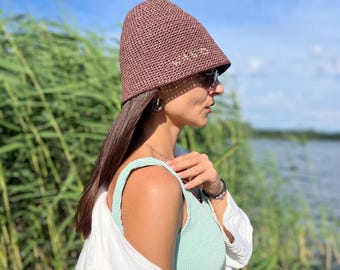 Handmade Raffia Bucket Hat: Boho Beach Sun Hat