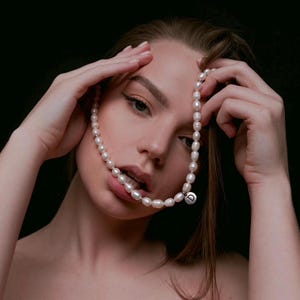 Pearl Chain Initial Necklace, Freshwater Pearl Letter Necklace, Custom Pearl Necklace, Personalized Gift For Her