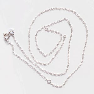Sterling Silver 925 1 mm Elegant Tunn Rolo-kedja 5 cm Förlängare, Delad på mitten med 2 Ändringar, 3 mm Ändringar - 40-45 cm