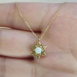 14k Gold Opal Necklace, Opal Necklace, Dainty White Opal Necklace, Solid Gold Opal Pendant, Real Opal Necklace, Opal Jewelry, Gift for Her