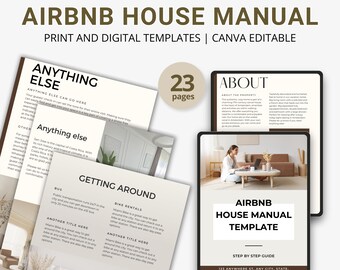 Editable Airbnb House Manual Template: Canva Welcome Guide (Instant Download)