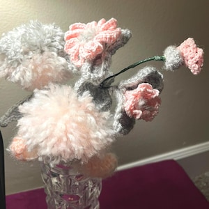 Handmade Flower Arrangement in Vase – Crochet Floral Decor for Home or Gift | Washable, Long-Lasting Bloom