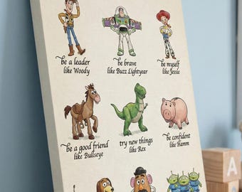 Toy Story Nursery Decor Today I Will Affirmations Woody Buzz Lightyear Canvas Art Pixar Wall Decor Kids Playroom Poster Disney Nursery Gift