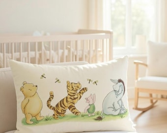 Fronha clássica do Ursinho Pooh, Tigrão, Leitão e Bisonho, decoração de quarto de bebê da Disney, 100% algodão, presente para bebê do Bosque dos Cem Acres