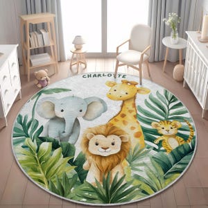 Safari Kinderzimmer Teppich, Babyzimmer Spielmatte Benutzerdefinierte Name auf Teppich, Baby Safari Teppich, personalisierter Baby Teppich, Safari Kindergarten Teppich, kundenspezifischer Kinderzimmer Teppich