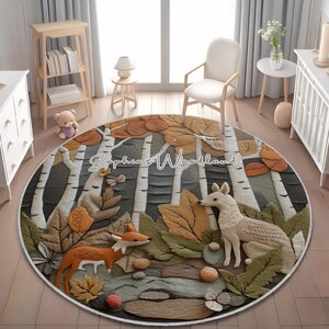 Personalized Woodland Animals Rug: Custom Nursery Decor image 5