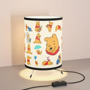 Whimsical Tripod Lamp with Winnie the Pooh and Friends, Disney Nursery Room Decor, Baby Shower Gift, Playroom Lighting, Nursery Lighting