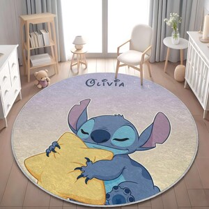 Personalized Baby Nursery Rug: Cartoon Alien Design, Soft Velveteen image 5
