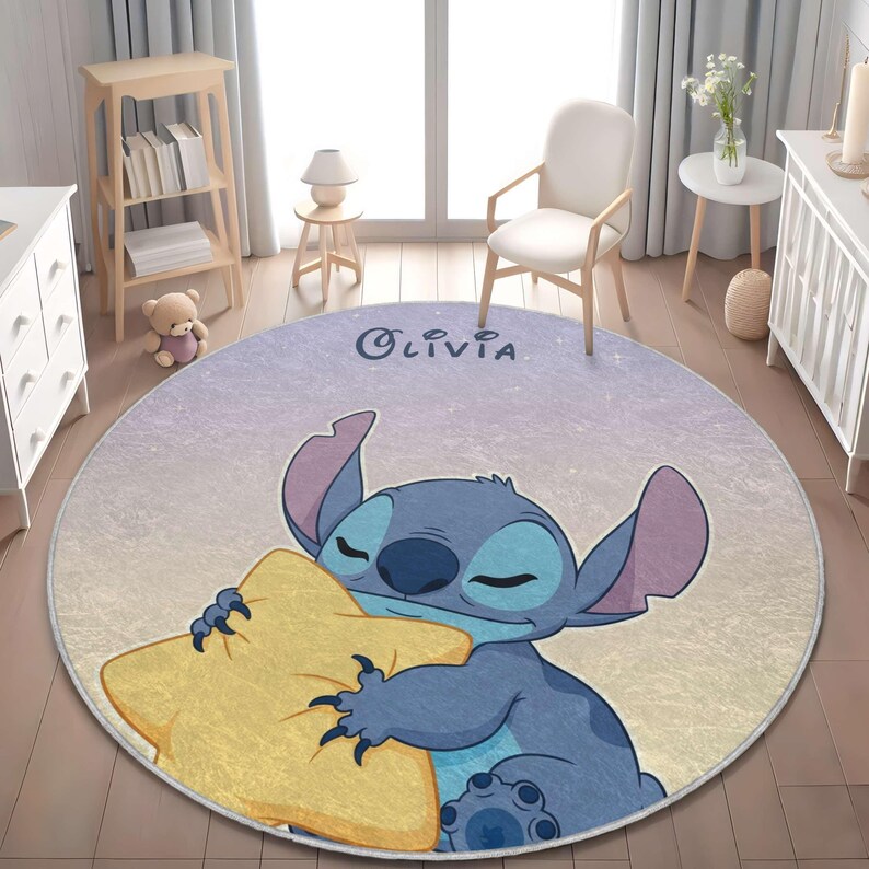 Personalized Baby Nursery Rug: Cartoon Alien Design, Soft Velveteen image 5