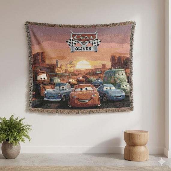Custom Cars Woven Blanket, Lightning Mcqueen and Mater, Kids