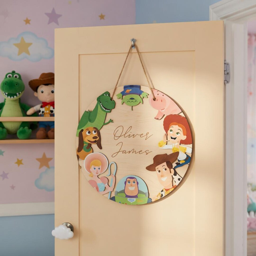 Toy Story Nursery Sign Woody Buzz Lightyear Door Hanger Custom Toy ...