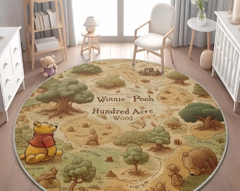 Winnie The Pooh Baby Rug: Vintage Hundred Acre Wood Nursery Decor