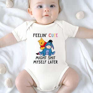 Zabawny Puchatek Puchatek Onesie®, Czuję się słodko Mogę się zesrać, Zabawny prezent na baby shower, Naturalne body, Disney Baby Tee, Uroczy kombinezon dla niemowląt