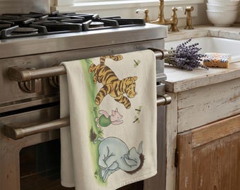 Disney Winnie the Pooh Microfiber Tea Towel: Classic Tigger Piglet Eeyore Kitchen Decor, Absorbent 16x25" Quick Dry Hand