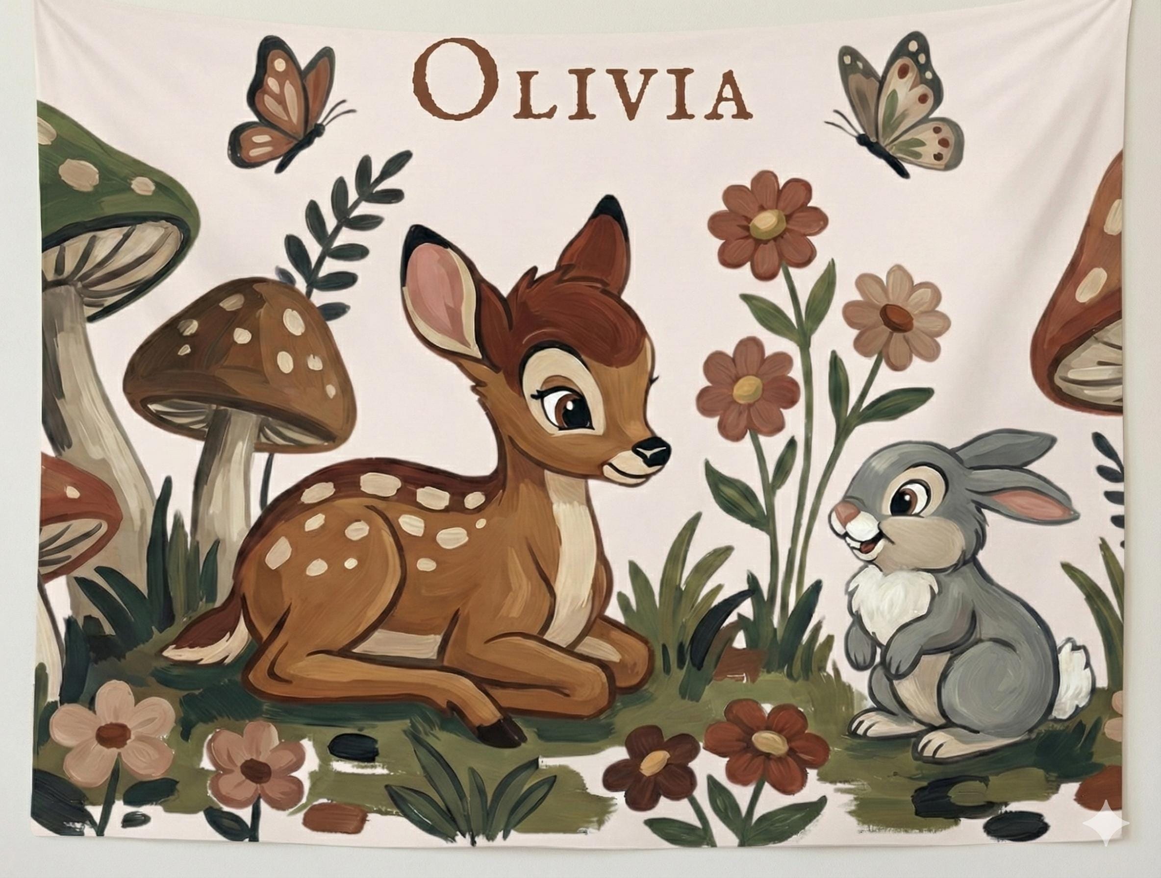 Disney Bambi Thumper Personalized Tapestry Custom Name Nursery Wall ...