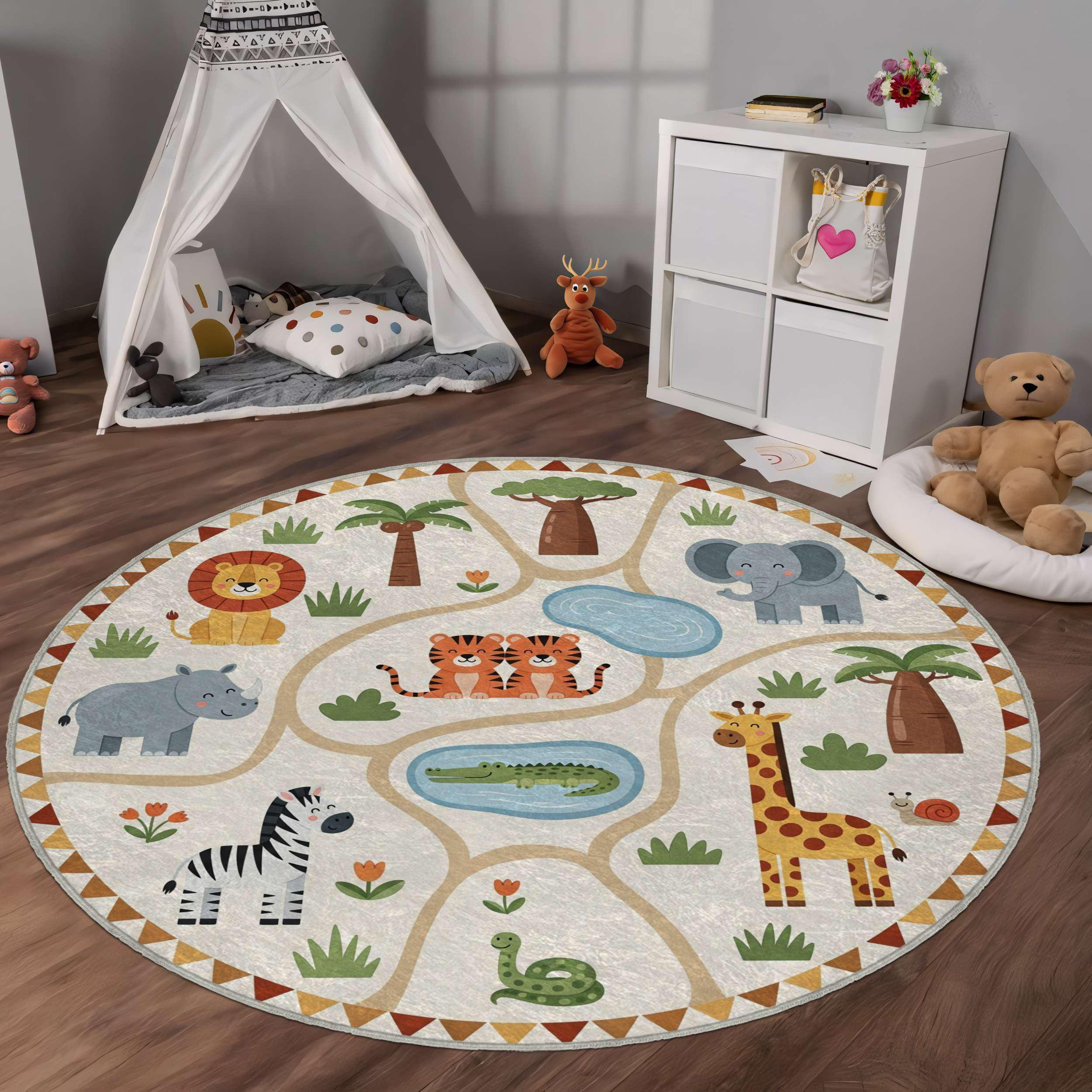 Jungle Safari Animals Rug: Soft Nursery Playroom Carpet - Etsy