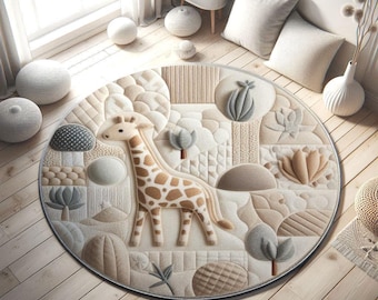 Giraffe Nursery Rug: Soft Safari Animal Play Mat
