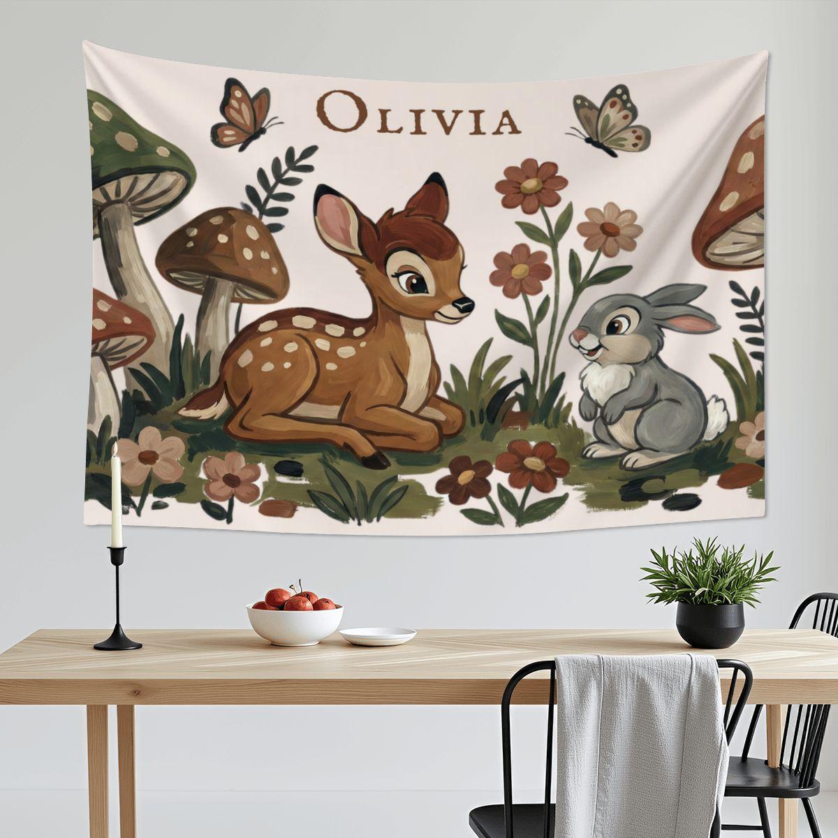 Disney Bambi Thumper Personalized Tapestry Custom Name Nursery Wall ...