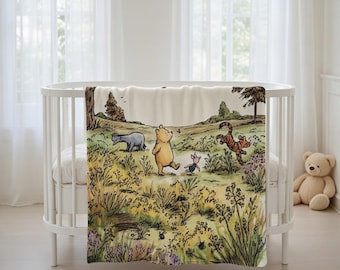 Winnie the Pooh Blanket, Classic Winnie the Pooh Throw Blanket, Pooh and Friends Nursery Bedding, Eeyore Tigger Piglet, Vintage Disney Gift