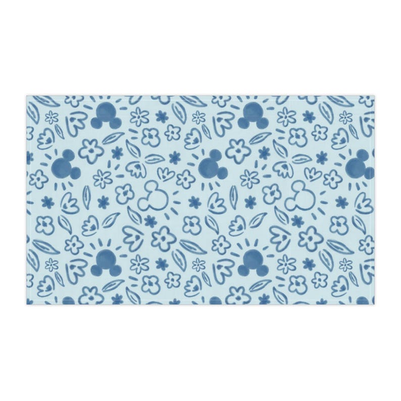Disney Mickey Mouse Kitchen Towel - Mickey Mouse Floral Tea Towel - Blue Disney Home Decor - Cotton Dish Cloth - Housewarming Gift image 6