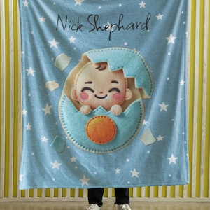 Custom Name Baby Blanket, Personalized Nursery Plush Blanket, Soft Newborn Swaddle, Cozy Infant Bedding, Custom Name Baby Gift, Baby Shower