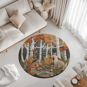 Personalized Woodland Animals Rug: Custom Nursery Decor image 6