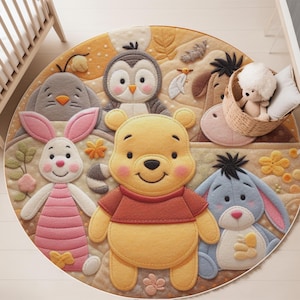 Winnie The Pooh And Friends Baby Rug – Disney Nursery Decor, Pooh Bear Nursery Rug, Kids Play Rug, Playroom Rugs, Disney baby shower gift
