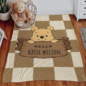 Personalized Winnie The Pooh Baby Blanket, Winnie The Pooh Blanket, Custom Disney Toddler Blanket, Birthday gift for kid bedroom, Pooh bear
